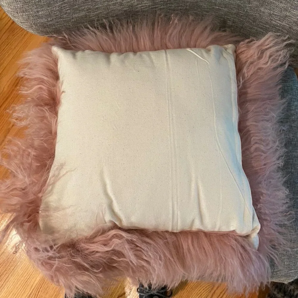 West Elm Mongolian Lamb pillow dusty pink